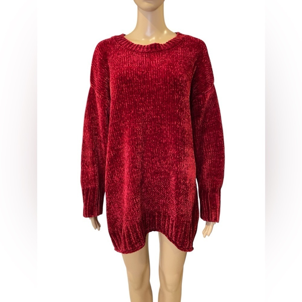 Philosophy Red Crew Neck Sweater with Chunky Knit size 1X